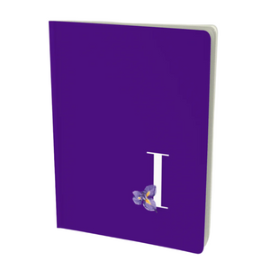 I monogram floral notebook journal with mauve flower element.