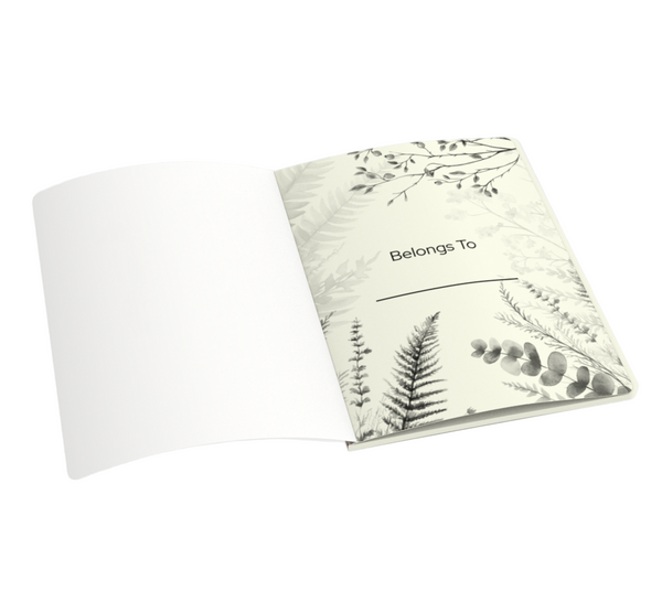 Inside page - Ferns in Fall Notebook from Spruce and Heron.