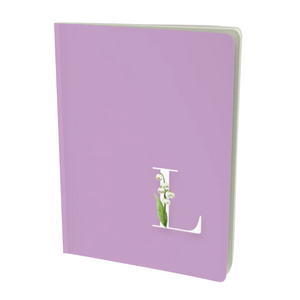 L monogram floral notebook in lilac color.