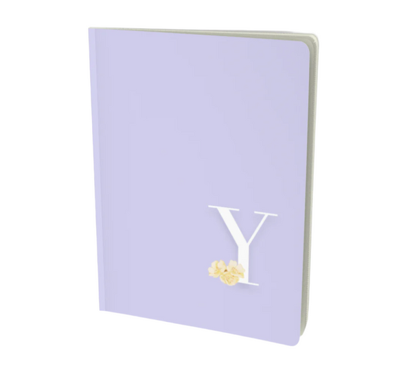 Y monogram floral notebook - with small flower embellishment.