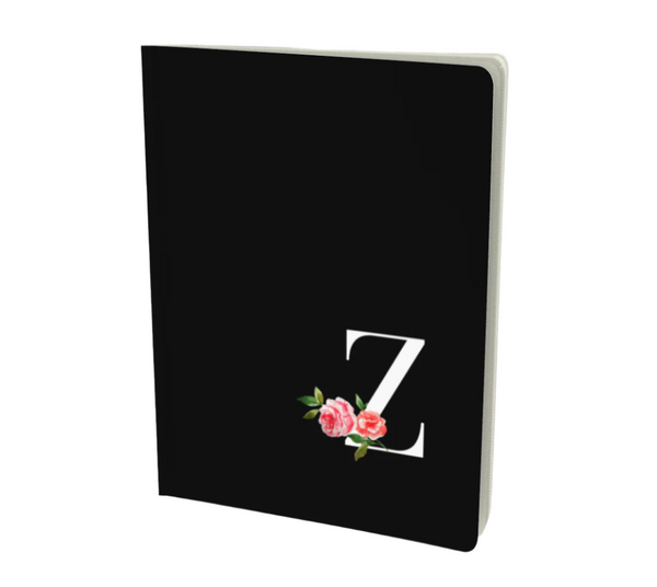 Z monogram floral notebook with rose embellishment.