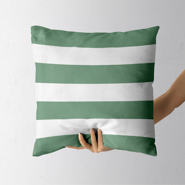 Green Striped Cushion Cover for 18" x 18" cushion - Canadian nature decor