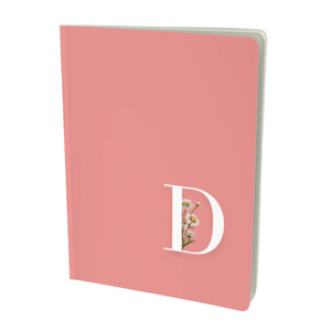 Peachy pink D Monogram notebook with a floral touch.