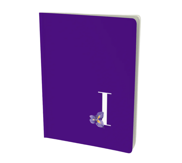 I monogram floral notebook journal with mauve flower element.