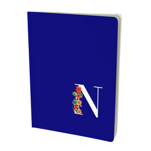 N Monogram notebook with a floral embellishment.