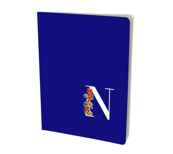 N Monogram notebook with a floral embellishment.