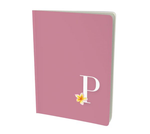 P monogram notebook with a floral embellishment.