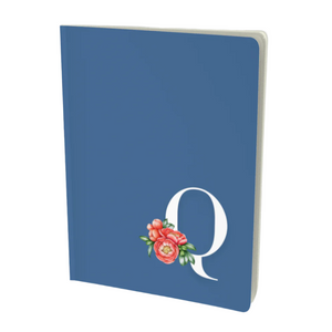 Q monogram notebook - with floral embellishment.