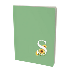 S Monogram notebook in green with floral embellishment