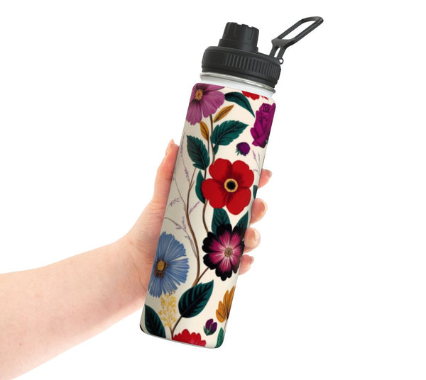 Vintage summer floral water bottle - stainless steel form Spruce and Heron.