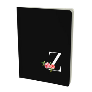 Z monogram notebook with floral embellishment.