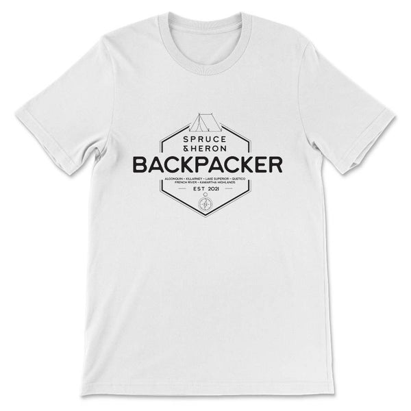 Backpacker T-shirt Design - unisex, 100% cotton t-shirt from Spruce and Heron