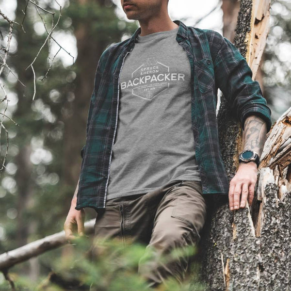 Backpacker T-shirt Design - unisex, 100% cotton t-shirt from Spruce and Heron