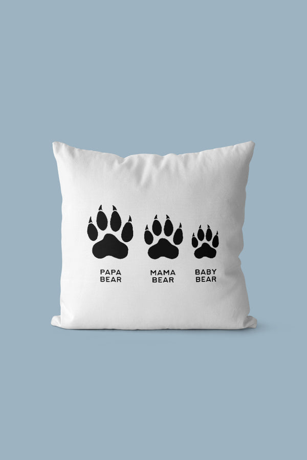 Bear Family Cushion Cover canvas 18" x 18"  with bear prints