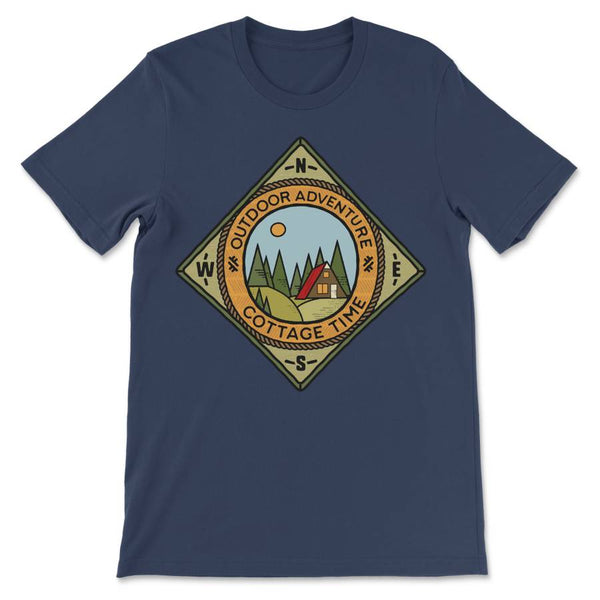 Cottage Time T-shirt design - 100% cotton, navy blue, Canadian nature t-shirt