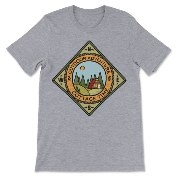 Cottage Time T-shirt design in heather gray - 100% cotton, Canadian nature t-shirt