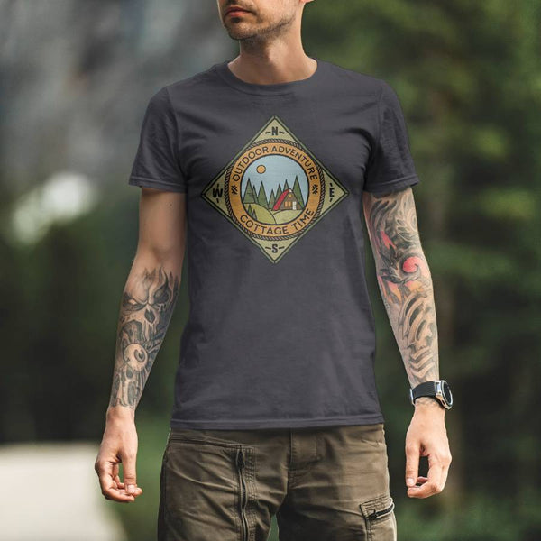 Cottage Time T-shirt design - 100% cotton, Canadian nature t-shirt - man in nature t-shirt
