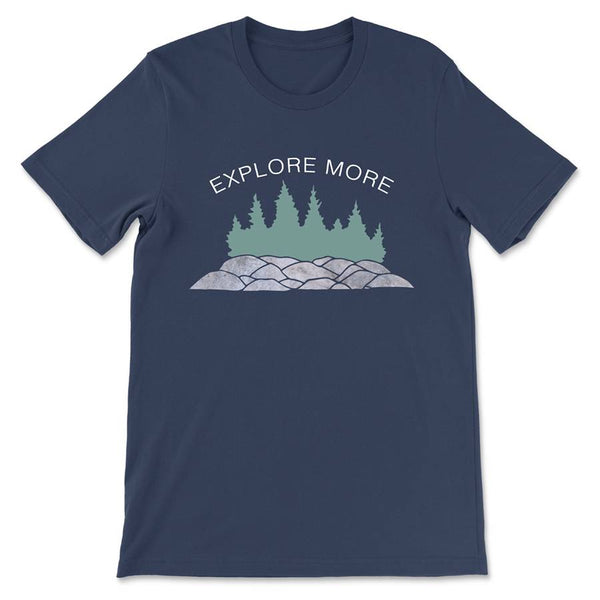 Explore More T-shirt - Nature T-shirts with graphic  100% cotton unisex tee in navy
