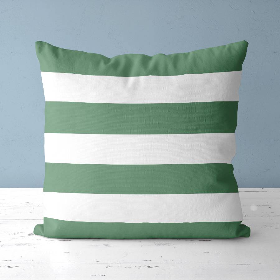 Green Striped Cushion Cover Spruce and Heron