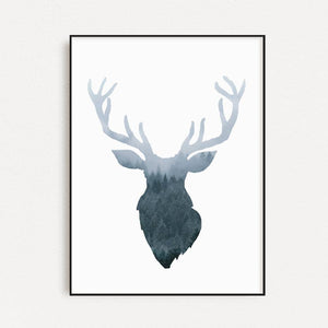 Wild Stag wall art print - or digital print, printed in Canada - nature decor wall art.