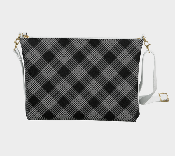 Classic Black And White Plaid Crossbody Purse